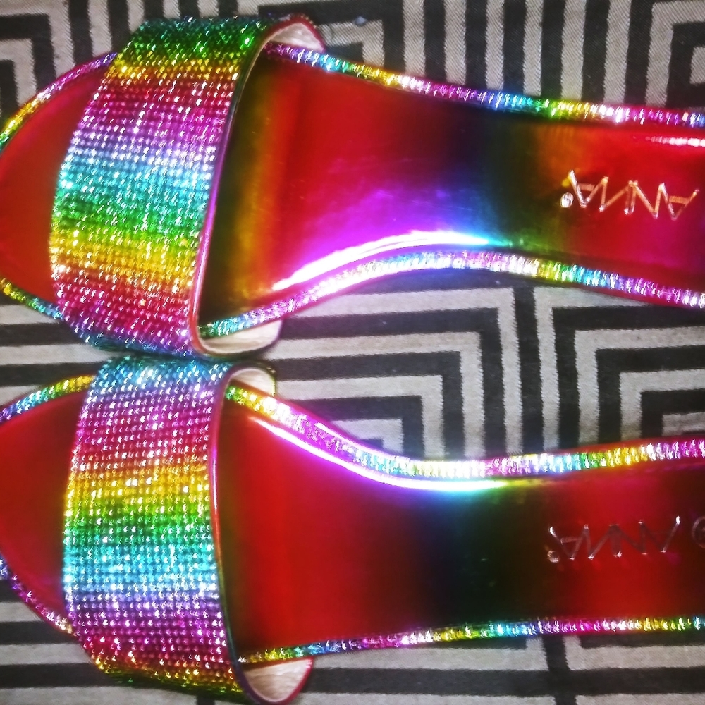 Multicolor Slip On Toe Band Rhinestone Detailed Sa - Picture 3 of 4